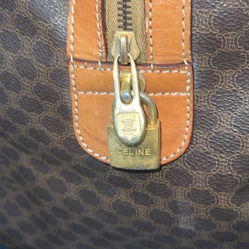 CELINE Macadam Boston Bag M13 Travel Duffle Bag Brown AUTHENTIC - Picture 10 of 16